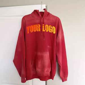 Sudaderas con capucha para hombre de material liso, lavado ácido, de gran gramaje, tipo jersey, doble capa, efecto descolorido por el sol, color piedra, 100% algodón, genuinas, al por mayor - Product Image 4