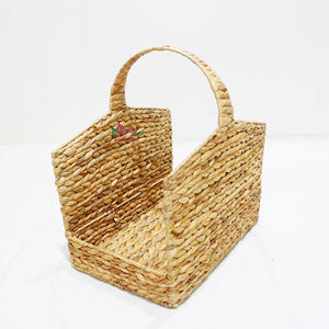 Handwoven <b>Tall</b> Rectangular Seagrass Basket with Handle Eco-Friendly Natural <b>Storage</b> Organizer for Home - Product Image 1