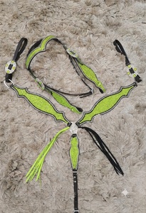 Ensemble de sellerie Western en cuir naturel souple avec cravate et collier de poitrine, orné de cristaux, logo personnalisé, confortable et léger - Product Image 4