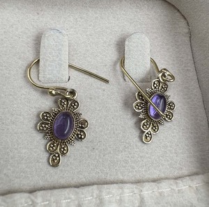 Boucles d'oreilles pendantes géométriques bohèmes en améthyste, pierre naturelle de haute qualité, pour femmes - Product Image 6
