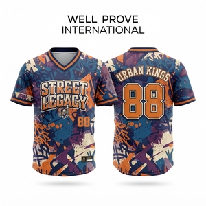 เสื้อเบสบอลสีแดงพรีเมียม ผ้าโพลีเอสเตอร์ตาข่าย 230 GSM ประดับด้วยตัวอักษรเพชร  ชุดทีมแบบกำหนดเอง ระบายอากาศได้ดี - Product Image 6