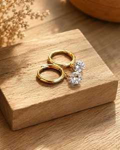 Boucles d'oreilles pendantes en or massif 10K, 14K, 18K avec diamant de laboratoire rond de 0,15 ct, clarté VVS, couleur E, pour femmes - Product Image 3