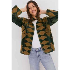 <b>Women</b>’s Dark Green Suzani Embroidered <b>Jacket</b> Casual Long Sleeve <b>Lightweight</b> Button-Up Coat Vintage Ladies Loose Fit Shirt <b>Jacket</b> - Product Image 1