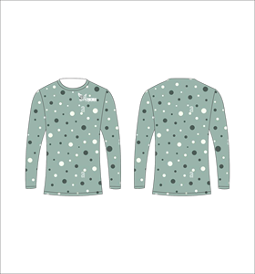 Maillot de sport personnalisé à manches longues en sublimation, léger, avec motif à pois vert sauge et blanc, fabricant en gros - Product Image 1