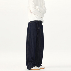 Wholesale Custom Straight Denim 100% Cotton <b>Mens</b> Casual Jeans Vintage Dark Wash Heavyweight - Product Image 5