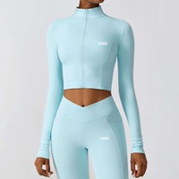 Set Yoga Wanita Premium Berkualitas Tinggi Desain Terbaru Bahan Solid Ramah Lingkungan Bernapas Cepat Kering Spandex/Nylon 2-Piece Custom