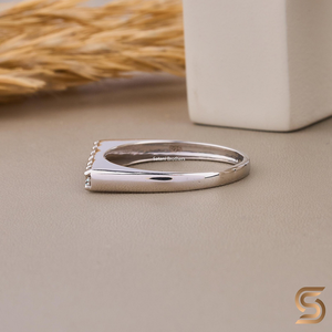 Anillo de barra de diamantes de 6 piedras de moissanita en oro macizo de 14K, minimalista y elegante, para mujer, para aniversario, compromiso, moda - Product Image 3