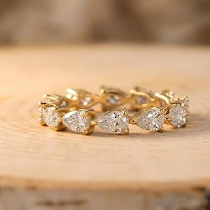 <b>Fine</b> <b>Ring</b> Full Eternity Bridal Jewelry IGI Certified DEF Color VS VVS Clarity Pear Cut Lab Grown Diamond 10K 14K 18K Solid Gold - Product Image 2