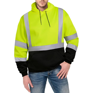 Wholesales Custom Logo Construction Winter Hi Vis Green Black Work Hoodie <b>Worker</b> Reflective Fluorescent Safety Reflector <b>Jacket</b> - Product Image 2