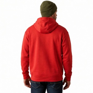 Sudadera con capucha de felpa roja para hombre, personalizada, de algodón grueso, oversize, lisa, con hombros caídos, estilo streetwear - Product Image 2