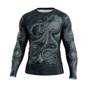 Custom 220 GSM Polyester Spandex Long Sleeve Rash Guard MMA <b>Rashguard</b> for Fightwear Brands and Gyms - Product Image 2