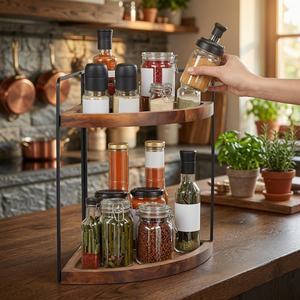 Three Tier Bamboo Storage <b>Rack</b> With Drawer Standing Type Minimalist Kitchen Organizer Durable Multifunctional <b>Shelf</b> Unit counter - Product Image 6