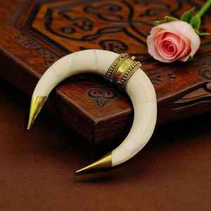 <b>Moon</b> Shape Buffalo Bone <b>Necklace</b> Pendant Set Engagement Gift Party Anniversary Unisex Eco-Friendly Handmade Classic Fashion - Product Image 5