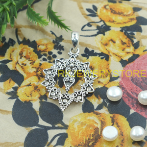 จี้เงินแท้ 925 ลายฉลุโบราณ งานแฮนด์เมด ลายดอกไม้แบบชนเผ่า แมนดาลา เครื่องประดับสำหรับทุกเพศ เป็นของขวัญสำหรับเธอ - Product Image 6