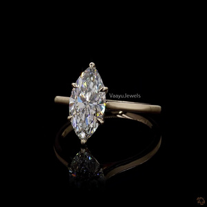 Bague de fiançailles pour femme en or blanc avec diamant taille marquise, style classique, diamant solitaire certifié IGI - Product Image 2