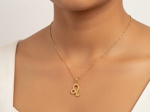Collier Signe Astrologique Lion Chaîne Maille Forçat Enfant Plaqué Or Rose Laiton Bijoux Astrologiques - Product Image 3
