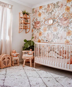 Handmade 3-Tier Rattan <b>wall</b>-<b>mounted</b> <b>shelf</b> X Lattice Bamboo Floating Rack Kids Nursery Toy Living Room Decorative Storage Holder - Product Image 5