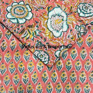 ผ้าคอตตอนแคมบริกพิมพ์ลายบล็อก 60x60 ซม. ผ้าพิมพ์ลายแบบดั้งเดิมจากเมืองชัยปุระ - Product Image 2