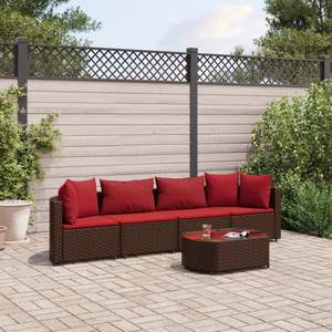 Conjunto Modular Compacto de 4 Sofás de Ratán PE Marrón para Patio, Muebles de Jardín, Sofás de Ratán PE Marrón Modulares Compactos - Product Image 1