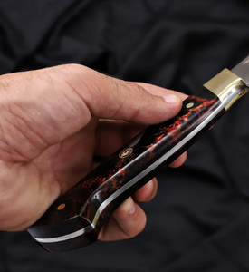 Couteau de chef professionnel LEGACY BLADES en acier au carbone, manche en acier inoxydable durable, couteau de cuisine forgé, finition haute brillance - Product Image 4