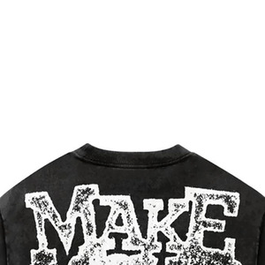 T-shirt court noir surdimensionné pour homme, manches courtes, streetwear, imprimé lettres, col rond, 100% coton jersey - Product Image 2