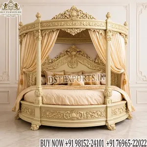 Luxury King Size Round <b>Canopy</b> Bed Emperor's Round <b>Canopy</b> Bed for Princess Luxury Solid Wood Circular <b>Canopy</b> Bed for <b>Master</b> Bed - Product Image 2