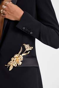 Traje de Dos Piezas Personalizado con Apliques Florales, Traje Formal Largo, Pantalón y Chaqueta de Un Solo Pecho, Ropa de Fiesta, Traje de Lujo - Product Image 5