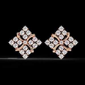 925 Sterling Silver <b>Moissanite</b> <b>Earrings</b>, Square Cluster Studs, Brilliant Colorless <b>Moissanite</b> Fine Jewelry, Anniversary Gift for - Product Image 3