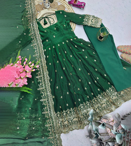 Traje Anarkali Tradicional de Diseñador para Mujer, Traje de Seda Largo, Vestido de Fiesta Indio Pakistaní para Boda, Reversible para Invierno y Verano - Product Image 2