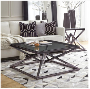 Modern Tempered <b>Glass</b> Coffee <b>Table</b> with Metal Frame Durable & Easy to Clean Living Room <b>Side</b> <b>Table</b> - Product Image 4