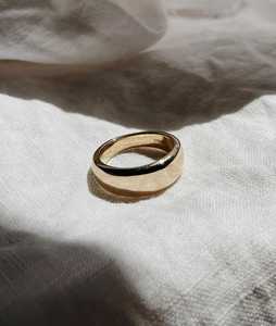 Wide Tapered Christian Unisex Gold Wedding Bands 14K 18K Solid Gold Minimalist Modern Luxury <b>Plain</b> Chunky Stackable <b>Rings</b> - Product Image 3