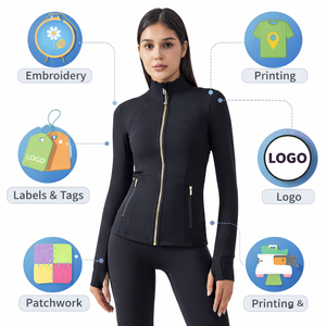 Conjunto Deportivo Ligero Personalizado para Mujer, Talla Grande, Chaqueta con Cremallera de Manga Larga, Pantalones de Cintura Alta, para Gimnasio, Fitness, Yoga, Otoño - Product Image 5