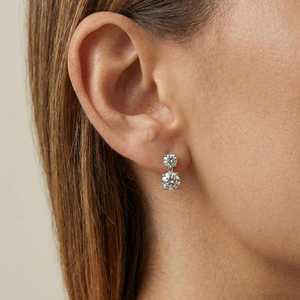 Customize Colored Round Cut Moissanite <b>Drop</b> Earrings For Unisex 925 Silver Fine Party Occasion Gift For Partners - Product Image 1