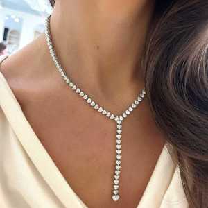 Colliers Tennis Lariat Y en or massif 14 carats avec diamants de laboratoire taille cœur certifiés IGI 29 carats – Bijoux de déclaration raffinés pour mariée et femme - Product Image 6