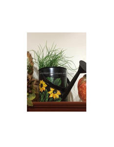 Bote de agua galvanizado hecho a mano con diseño floral esmaltado hecho a mano para jardinería estética y temas rústicos al aire libre - Product Image 1