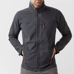 Veste en polaire noire pour homme, col montant, fermeture éclair, coupe-vent, vêtements décontractés pour l'extérieur, coupe régulière, polyester, coupe-vent, softshell - Product Image 1