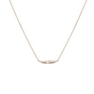 Collar de Barra Minimalista con Diamantes, Corte Baguette, Diamantes Cultivados en Laboratorio, Oro Sólido Real de 14K y 18K, Cadena con Colgante Pequeño y Delicado, Precio de Fábrica - Product Image 1