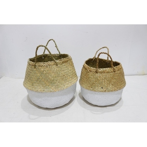 Eco-Friendly <b>Plant</b> Fiber Multifunction Circle Rustic Palm Leaf Belly <b>Basket</b> <b>for</b> Kitchen Storage - Product Image 6