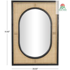 Brown Wall <b>Mirror</b> with Black Accent Frames.<b>Mirrors</b>, rattan, <b>pine</b> wood, and MDF wood create a natural, free-spirited look - Product Image 6