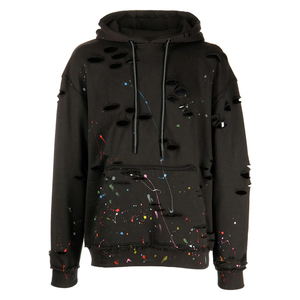Sweat à capuche délavé et vieilli pour homme, coupe oversize en coton tricoté, style décontracté avec poche avant et logo, collection automne - Product Image 6