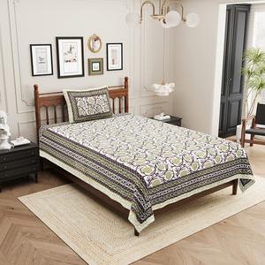 HEAVENBIRDS Nouveaux draps plats gris imprimés personnalisés avec motif végétal, ensemble de 1 housse de coussin, 300 fils, 100 % coton, style nature écologique - Product Image 2