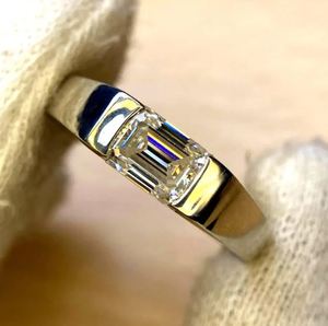 1.5Carat <b>Emerald</b> Cut Moissanite <b>Ring</b> 925 Sterling <b>Silver</b> 9K 14K Gold Plated Mens Unisex Engagement Wedding Band Fine Jewelry - Product Image 1