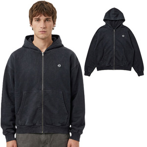 Sudaderas con capucha de algodón lavado para hombre, sudadera con capucha con cremallera, estilo urbano, personalizables, fabricación a granel - Product Image 1