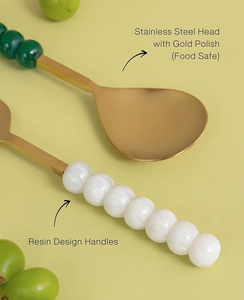 Juego de Cucharas para Servir Ensaladas FAIZA, de Acero Inoxidable Clásico Ecológico con Mango de Resina, Acabado Espejo, Regalos de Lujo, Superventas - Product Image 5