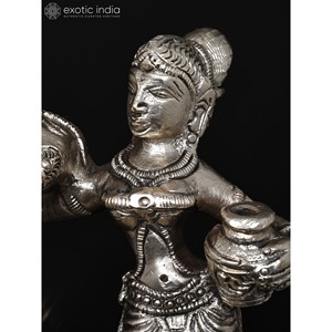 Elegante 6 \ "Radha Krishna Escultura de latón chapada en plata Estatua divina para el amor - Product Image 3