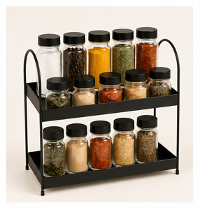 Étagère de rangement de cuisine à 3 niveaux en métal et bois industriel avec étagères en bois rustique, organisateur de cuisine multifonctionnel pour épices - Product Image 2