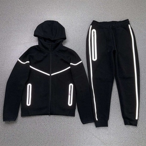 Tech Fleece <b>Windrunner</b> <b>Jacket</b> – Reflective Striped Zip Hoodie for Men, Custom Logo OEM Sportswear Supplier - Product Image 5