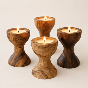 Handcrafted Premium Olive Wood Candle <b>Holders</b> Rustic Natural Grain <b>Tealight</b> Stand For Modern Home Decor Wedding Centerpieces - Product Image 3