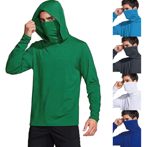 เสื้อตกปลาแขนยาวสีเขียวสำหรับผู้ชาย UPF 50 ป้องกันรังสียูวี สีพื้น ผ้าสแปนเด็กซ์ โพลีเอสเตอร์ ไร้ตะเข็บ - Product Image 6
