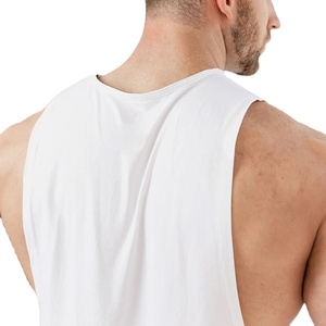 YITE High Quality Oversized Running Sweat Muscle Tank Top for Men Custom Logo Cotton Blank Sleeveless Sports Gym T-Shirt - Product Image 4